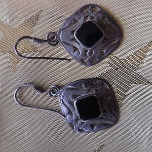 Vintage Sterling 925 Black Onyx Earrings